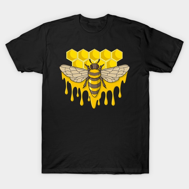 Bee on Hive with Honey Drops T-Shirt by sifis